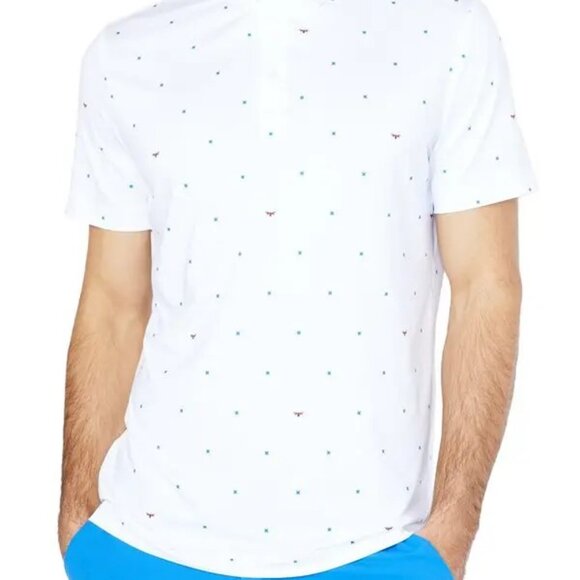 REDVANLY Men's‎ Grant Geo X Bee Golf Polo White Size XL
